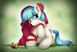 Size: 1100x744 | Tagged: dead source, safe, artist:xioade, character:coco pommel, species:earth pony, species:pony, episode:rarity takes manehattan, g4, my little pony: friendship is magic, female, mare, rainbow thread, solo