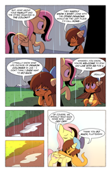 Size: 1280x1978 | Tagged: safe, artist:karzahnii, character:fluttershy, character:whimsey weatherbe, g3.5, comic, g3.5 to g4, generation leap, hug, rain, tales from ponyville