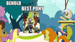 Size: 960x540 | Tagged: safe, edit, edited screencap, idw, screencap, character:mayor mare, episode:the last roundup, g4, my little pony: friendship is magic, background pony, behold, best pony, loki, meme, ponified, the avengers, thor
