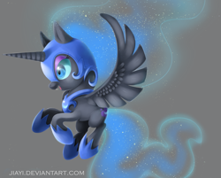 Size: 1121x901 | Tagged: safe, artist:jiayi, character:nightmare moon, character:princess luna, cute, filly, gray background, nightmare woon, simple background, solo
