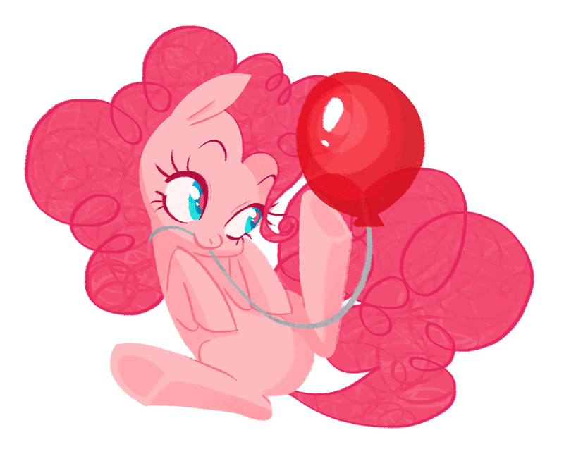 Size: 800x644 | Tagged: safe, artist:qpqp, character:pinkie pie, animated, balloon, solo