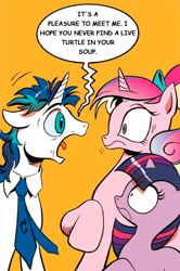 Size: 365x549 | Tagged: safe, idw, character:princess cadance, character:shining armor, character:twilight sparkle, dilbert, exploitable meme, meme, screaming armor