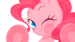 Size: 1600x900 | Tagged: safe, artist:qpqp, character:pinkie pie, species:pony, against glass, close-up, cute, diapinkes, female, fourth wall, looking at you, mare, one eye closed, simple background, smiling, solo, squishy cheeks, transparent background, underhoof, wallpaper, wink