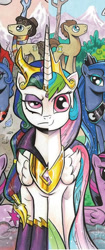 Size: 548x1302 | Tagged: safe, idw, character:doctor whooves, character:princess celestia, character:princess luna, character:time turner, dark mirror universe, equestria-3, evil celestia, evil counterpart, evil luna, evil sisters, eyeshadow, fourth doctor, mirror universe, tenth doctor