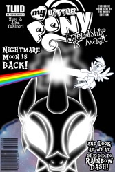 Size: 620x930 | Tagged: safe, artist:aika yukinori, artist:xum yukinori, idw, character:nightmare moon, character:princess luna, album cover, comic, comic book resources, cover, parody, pink floyd, prism, the dark side of the moon, the line it is drawn