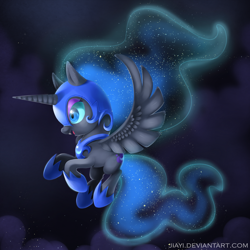 Size: 1024x1024 | Tagged: dead source, safe, artist:jiayi, character:nightmare moon, character:princess luna, species:pony, chibi, cute, filly, lunabetes, nightmare woon, solo, woona