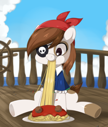 Size: 800x940 | Tagged: dead source, safe, artist:jiayi, character:pipsqueak, meatballs, pipsqueak eating spaghetti, ponies eating meat, solo, spaghetti