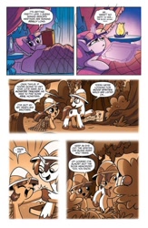Size: 636x978 | Tagged: safe, idw, official comic, character:shining armor, character:twilight sparkle, character:twilight sparkle (alicorn), species:alicorn, species:pony, brother and sister, clothing, comic, cute, dialogue, female, filly, filly twilight sparkle, foal, hat, idw advertisement, male, mare, pith helmet, preview, sepia, siblings, speech bubble, teenager, twiabetes, younger