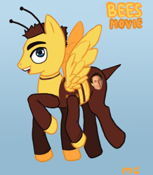 Size: 500x574 | Tagged: safe, artist:bees, artist:mcponyponypony, barely pony related, barry benson, bee, bee movie, cursed, cursed image, insert bee pun here, jerry seinfeld, solo
