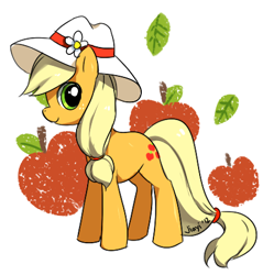 Size: 425x426 | Tagged: safe, artist:jiayi, character:applejack, clothing, hat, solo