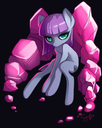 Size: 800x1000 | Tagged: safe, artist:sambragg, character:maud pie, episode:maud pie, g4, my little pony: friendship is magic, cute, maudabetes, rock, semi-anthro, sitting, solo, wrong cutie mark