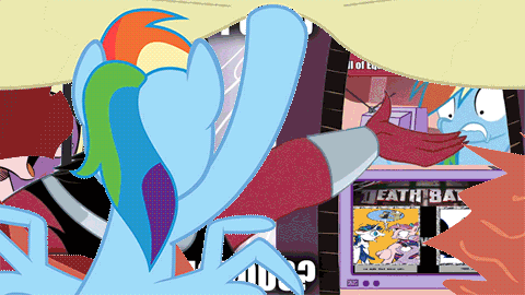 Size: 480x270 | Tagged: safe, artist:flamingo1986, edit, edited screencap, idw, screencap, character:lord tirek, character:princess cadance, character:princess celestia, character:rainbow dash, character:shining armor, character:twilight sparkle, character:twilight sparkle (alicorn), species:alicorn, species:pony, episode:twilight's kingdom, g4, my little pony: friendship is magic, accepted meme that never ends, animated, cadance laughs at your misery, celestia's nightmare, crossing the memes, death battle, double rainboom, exploitable meme, eye twitch, faec, female, is this supposed to be humorous, mare, meme, memeception, obligatory pony, screaming armor, the meme that never ends, tiara ultima, tirek vs everyone meme, tv meme