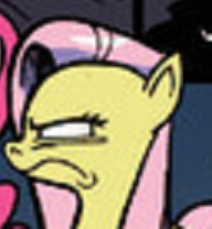 Size: 192x208 | Tagged: safe, idw, character:fluttershy, angry, fluttershy is not amused, scowl, solo, unamused