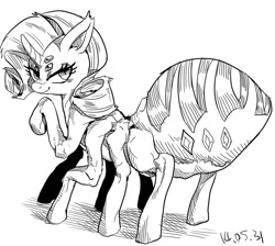 Size: 996x894 | Tagged: safe, artist:nekubi, character:rarity, drider, grayscale, monochrome, monster pony, original species, solo, species swap, spider, spiderpony, spiderponyrarity