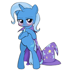 Size: 800x915 | Tagged: safe, artist:momo, character:trixie, species:pony, bipedal, blushing, crying, simple background, solo
