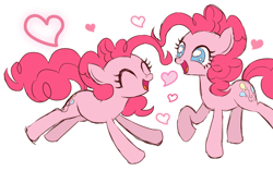 Size: 1834x1149 | Tagged: safe, artist:momo, character:pinkie pie, cute, diapinkes, duality, pixiv, solo