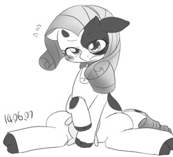 Size: 952x866 | Tagged: safe, artist:nekubi, character:rarity, species:cow, cowified, grayscale, monochrome, raricow, simple background, solo, species swap, udder