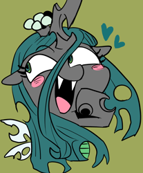 Size: 900x1085 | Tagged: safe, artist:nekubi, character:queen chrysalis, species:changeling, changeling queen, cute, cutealis, female, simple background, solo