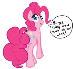 Size: 899x853 | Tagged: safe, artist:mostazathy, character:pinkie pie, species:earth pony, species:pony, dock, female, looking back, mare, open mouth, ring, simple background, smiling, solo, tail ring, transparent background