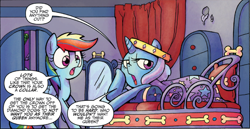 Size: 1274x657 | Tagged: safe, artist:agnesgarbowska, idw, character:rainbow dash, character:trixie, queen trixiana the first