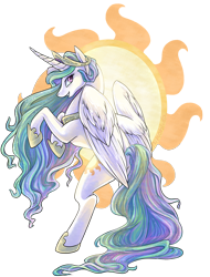 Size: 800x1050 | Tagged: safe, artist:nikohl, character:princess celestia, species:alicorn, species:pony, g4, cutie mark, cutie mark background, female, mare, rearing, simple background, solo, transparent background