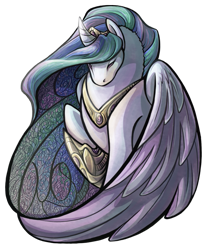 Size: 575x680 | Tagged: safe, artist:nikohl, character:princess celestia, species:alicorn, species:pony, g4, curved horn, horn, looking down, male, rule 63, simple background, solo, transparent background