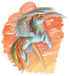 Size: 730x800 | Tagged: safe, artist:nikohl, character:rainbow dash, species:pegasus, species:pony, g4, cutie mark background, female, flying, mare, solo