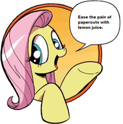 Size: 429x431 | Tagged: safe, idw, character:fluttershy, bad advice fluttershy, exploitable meme, meme, this will end in pain, this will end in tears