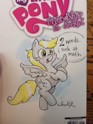 Size: 1536x2048 | Tagged: safe, artist:katiecandraw, idw, character:derpy hooves, species:pegasus, species:pony, commission, female, mare, math, traditional art