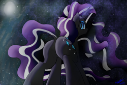 Size: 1800x1199 | Tagged: safe, artist:allyclaw, idw, character:nightmare rarity, character:rarity, species:pony, evil, featureless crotch, female, giant pony, macro, mare, plot, pony bigger than a planet, solo