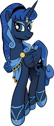 Size: 3550x8250 | Tagged: safe, alternate version, artist:cencerberon, idw, character:princess luna, species:alicorn, species:pony, artemis luna, clothing, female, horn ring, mare, reflections, simple background, slippers, smiling, solo, tail wrap, toga, transparent background, vector