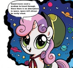 Size: 457x426 | Tagged: safe, edit, idw, character:sweetie belle, dictionary belle, smarty belle, space