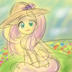 Size: 600x600 | Tagged: safe, artist:keterok, character:fluttershy, clothing, hat