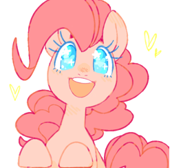 Size: 500x486 | Tagged: dead source, safe, artist:buljong, artist:clayterran, character:pinkie pie, species:earth pony, species:pony, :d, bipedal, bipedal leaning, blushing, bust, cute, diapinkes, female, happy, heart, heart eyes, leaning, looking at you, mare, open mouth, portrait, simple background, smiling, solo, starry eyes, white background, wingding eyes