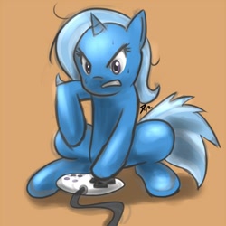 Size: 500x500 | Tagged: safe, artist:atticus83, character:trixie, species:pony, species:unicorn, angry, female, gaming, mare, solo, video game