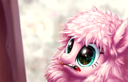 Size: 3445x2213 | Tagged: safe, alternate version, artist:hunternif, oc, oc only, oc:fluffle puff, species:pony, mouth hold, paint, paintbrush, painting, solo, starry eyes, wingding eyes