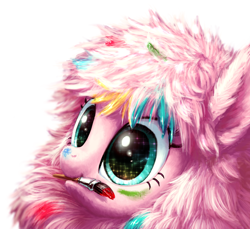 Size: 2350x2150 | Tagged: safe, artist:hunternif, oc, oc only, oc:fluffle puff, mouth hold, paint, paint in hair, paint on fur, paintbrush, painting, simple background, solo, transparent background