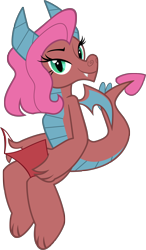 Size: 1962x3364 | Tagged: safe, artist:mellowhen, idw, character:mina, species:dragon, bedroom eyes, claws, comic book, dragon wings, dragoness, fangs, female, horns, idw showified, simple background, solo, transparent background, vector, wings
