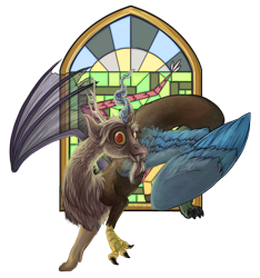 Size: 750x800 | Tagged: safe, artist:nikohl, character:discord, species:draconequus, looking at you, male, solo, stained glass