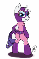 Size: 500x751 | Tagged: safe, artist:pia-sama, idw, character:rarity, species:pony, bipedal, diamante elegante, simple background, solo