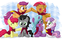 Size: 1000x646 | Tagged: safe, artist:uotapo, idw, character:apple bloom, character:babs seed, character:king sombra, character:radiant hope, character:scootaloo, character:sweetie belle, species:earth pony, species:pegasus, species:pony, species:unicorn, adorababs, adorabloom, colt, colt sombra, cute, cutealoo, cutie mark crusaders, dawwww, diasweetes, female, filly, good end, hopabetes, male, sombradorable, uotapo is trying to murder us