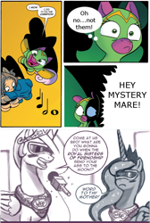 Size: 712x1062 | Tagged: safe, artist:johnjoseco, idw, character:cheerilee, character:princess celestia, character:princess luna, species:pony, ask princess molestia, princess molestia, cloverleaf, comic, meme, mystery mare, sunglasses, surprise entrance meme, vulgar, wrestling