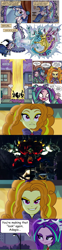Size: 643x2609 | Tagged: safe, artist:agnesgarbowska, edit, idw, screencap, character:adagio dazzle, character:aria blaze, character:sonata dusk, character:star swirl the bearded, equestria girls:rainbow rocks, g4, my little pony:equestria girls, crossover, devil gundam, g gundam, gundam, mobile fighter g gundam, screencap comic, the dazzlings