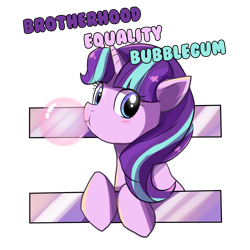 Size: 1200x1200 | Tagged: safe, artist:keterok, character:starlight glimmer, species:pony, species:unicorn, episode:the cutie map, g4, my little pony: friendship is magic, blushing, bubblegum, cute, equal sign, female, glimmerbetes, leaning, looking at you, mare, smiling, solo