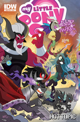 Size: 600x912 | Tagged: safe, artist:tonyfleecs, idw, character:discord, character:king sombra, character:lord tirek, character:queen chrysalis, species:centaur, species:changeling, species:draconequus, species:pony, species:unicorn, antagonist, big boy the cloud gremlin, changeling queen, cloud gremlins, cover, epic, female, hot topic, male, parasprite, runt the cloud gremlin