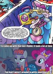 Size: 536x739 | Tagged: safe, idw, character:maud pie, character:orion, character:pinkie pie, character:serena, character:star swirl the bearded, episode:make new friends but keep discord, g4, my little pony: friendship is magic, image macro, maud burns, meme, wild n' out