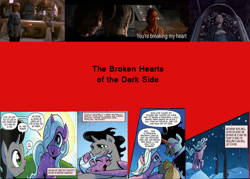 Size: 1008x720 | Tagged: safe, artist:brendahickey, artist:dash attack, idw, character:king sombra, character:radiant hope, anakin skywalker, bad romance, comparison, crossover, crystal empire, dark side, feels, female, funeral, male, padme amidala, sad, star wars, straight, tragedy