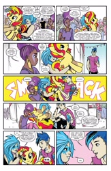 Size: 1040x1600 | Tagged: safe, artist:sophie campbell, idw, character:sunset shimmer, species:pony, aja leith, cameo, comic, crossover, jem, jem and the holograms, looking at you, plushie, pony reference, shana elmsford