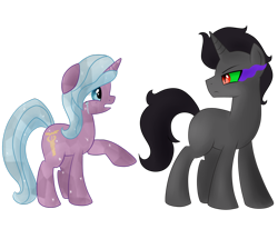 Size: 1024x842 | Tagged: safe, artist:emera33, idw, character:king sombra, character:radiant hope, species:crystal pony, species:pony, ship:hopebra, crying, dark magic, female, fiendship is magic, horn, magic, male, mane, open mouth, shipping, sombra eyes, straight, tail, young