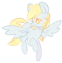 Size: 564x575 | Tagged: safe, artist:buljong, character:derpy hooves, species:pegasus, species:pony, ask doctor whooves, cute, derpabetes, female, flying, looking back, mare, simple background, solo, spread wings, white background, white pupils, wings